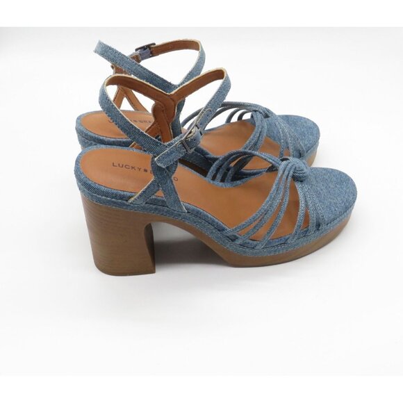 Lucky Brand Womens Denim Strappy Block Heel Sandals Size 10 NEW - Picture 1 of 6